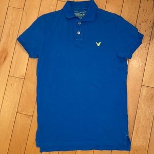 American Eagle Athletic Fit Mesh Polo Size XS Bright Blue